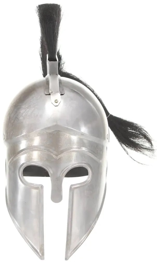 Capacete de soldado grego réplica LARP aço prateado