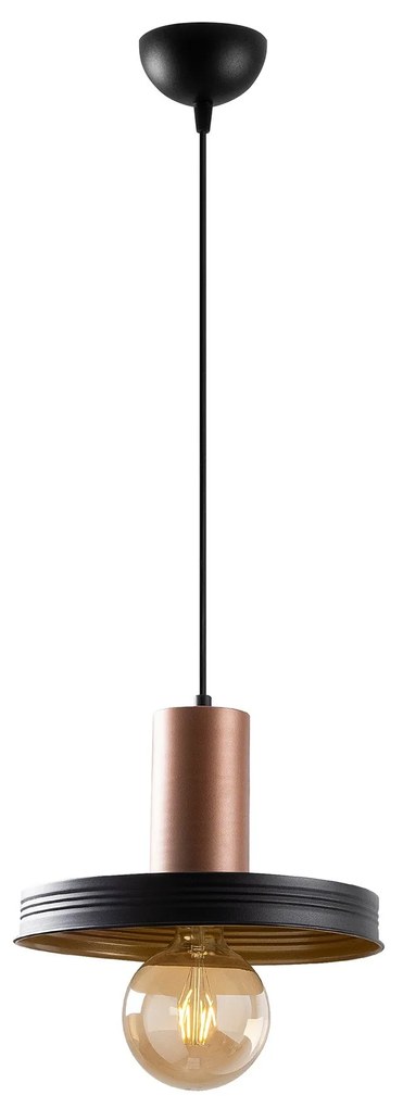 Candeeiro Dodo – Preto e Cobre – 32 x 32 cm