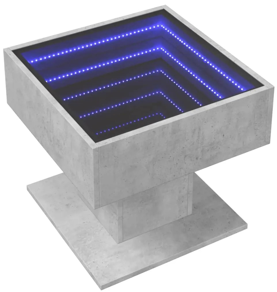 Mesa de centro c/ LEDs 50x50x45 cm madeira processada
