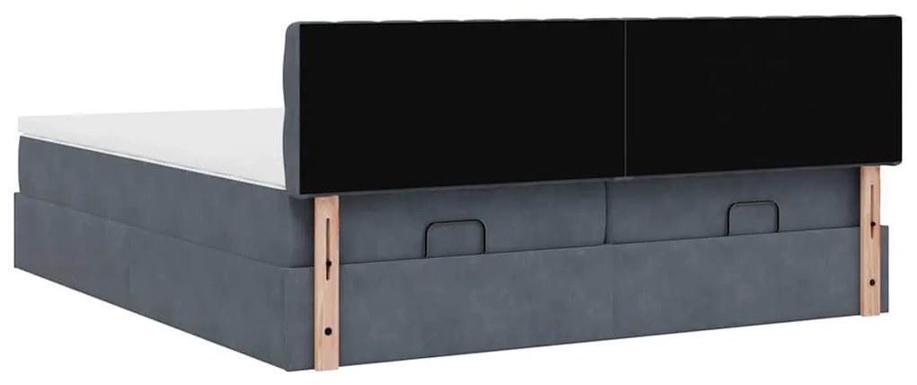 moldura de cama otomana vidaXL com colchão cinza escuro veludo