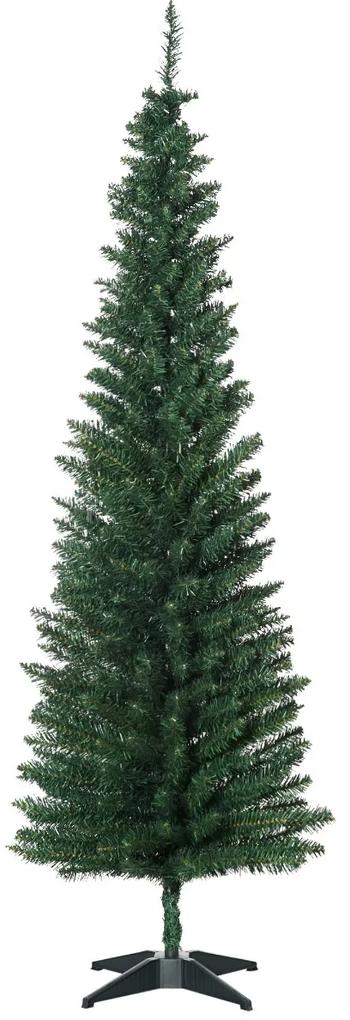 HOMCOM Árvore de Natal Artificial 180cm Ignífugo com 390 Pontas de Ramo PVC e Suporte de Metal Decoração de Natal para Interiores Fácil de Montar Verde