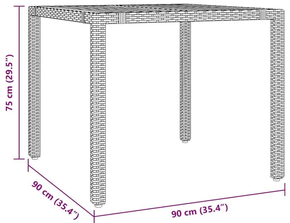 3 pcs conjunto de bistrô para jardim c/ almofadões vime PE bege