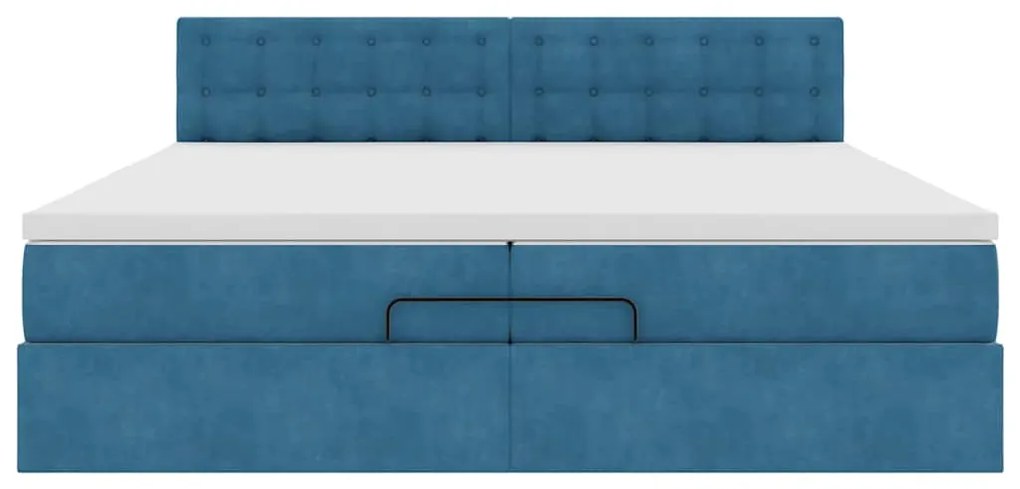 Estrutura de cama otomana com colchão 200x200 cm azul escuro