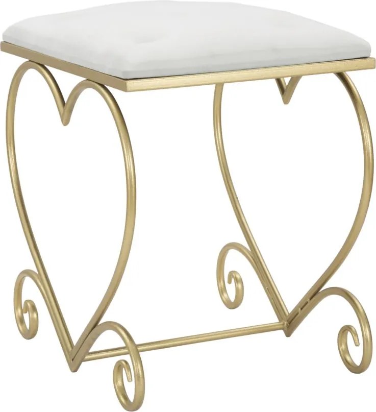 BANCO CORAÇÃO 50X37,5X51,5 CM DOURADO E CREME