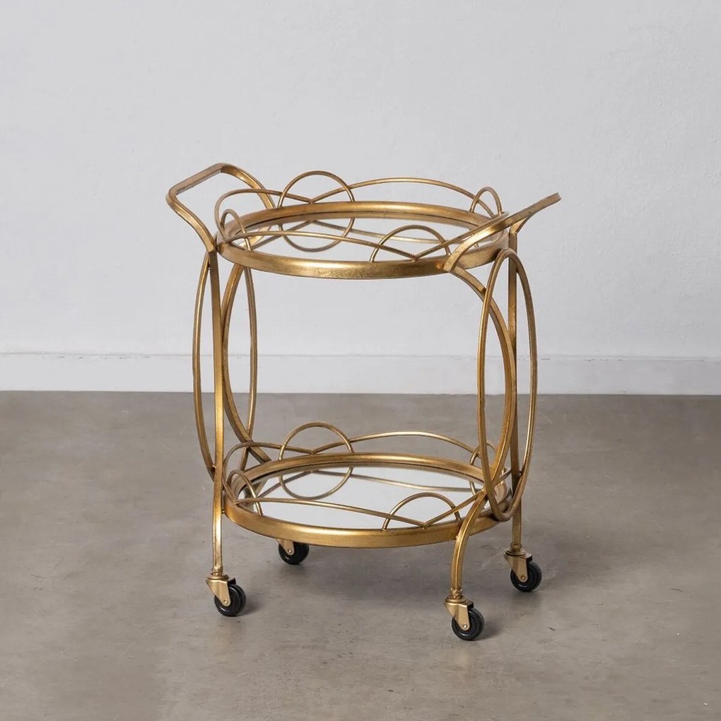 Carro de Cozinha 59 X 46 X 67 cm Cristal Dourado Metal