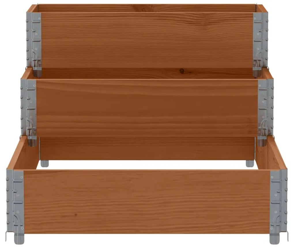 Canteiro elevado de 3 níveis 120x80 cm pinho maciço castanho