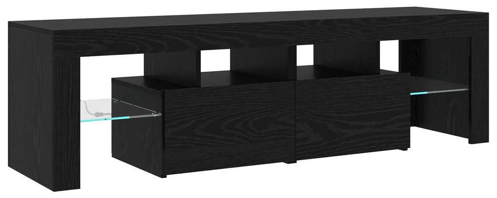Armários para TV vidaXL 2 pcs com Luzes LED Carvalho Preto Madeira Eng