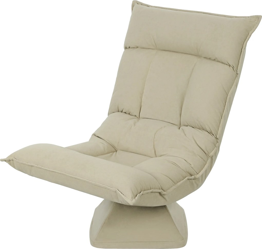 Cadeira de Chão Giratória, 70 x 62 x 95 cm, Encosto Regulável, Bege