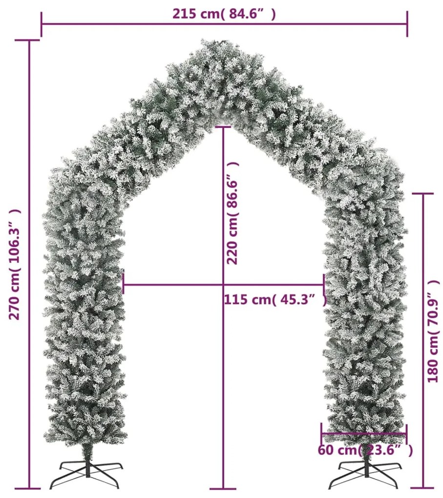 Grinalda de Natal com flocos de neve 270 cm