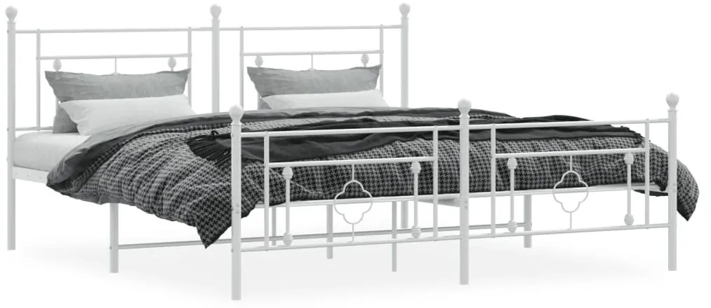 Estrutura de cama com cabeceira e pés 180x200 cm metal branco