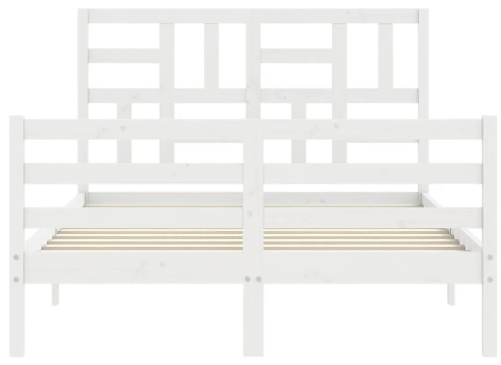 Estrutura de cama com cabeceira 120x200cm madeira maciça branco