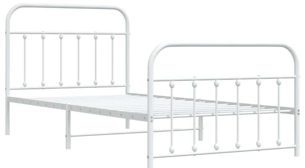 Estrutura de cama com cabeceira e pés 100x200 cm metal branco