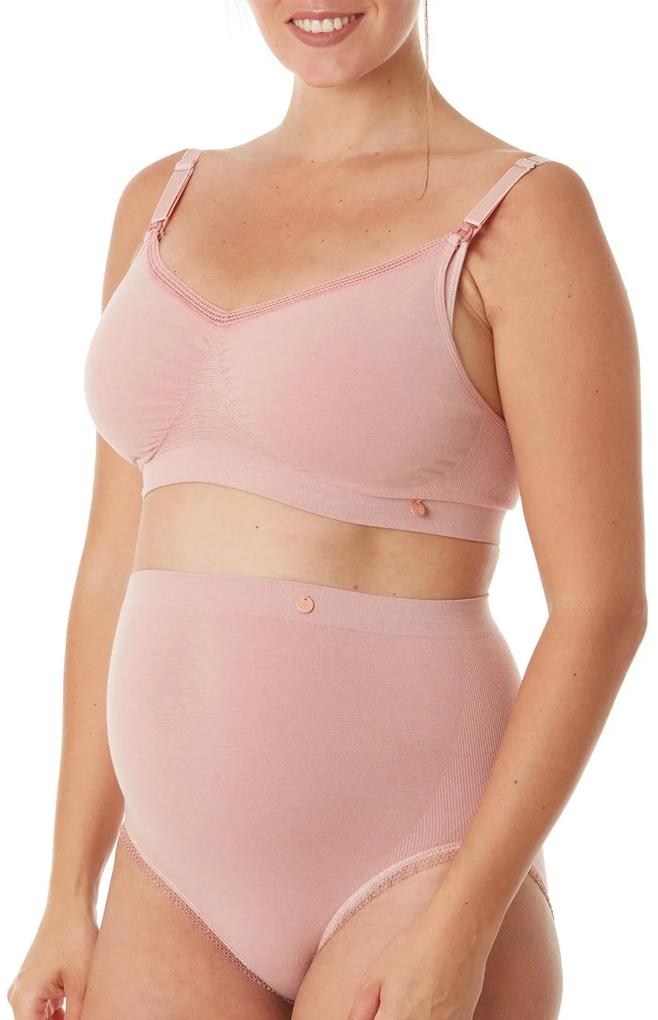Cuecas de cintura subida para grávida, sem costuras, Organic da CACHE COEUR rosa claro liso