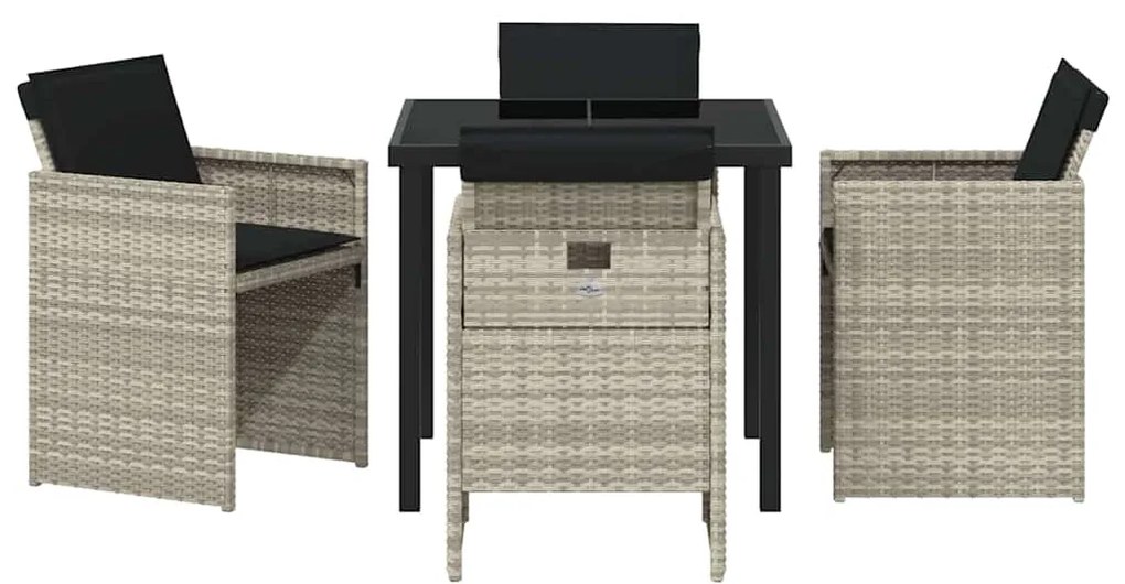Conjunto de Jantar de Jardim com 5 peças e almofadas cinza claro em ra