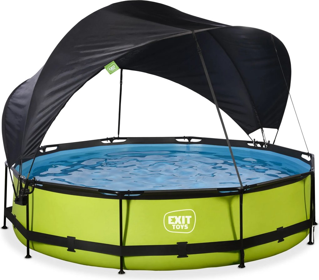Piscina redonda Lime ø360x76cm com bomba de filtragem e cobertura - Verde