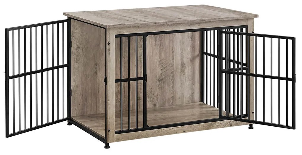 Gaiola para cães até 32 kg com 2 portas 98 x 65 x 69 cm cinza mesclado