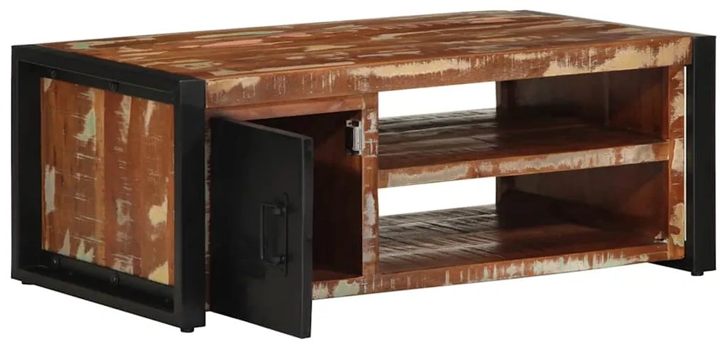 Mesa de centro multicor 90x50x36 cm madeira maciça recuperada