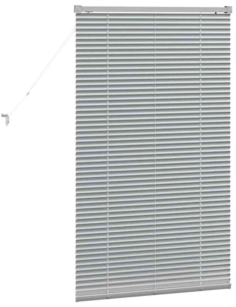 Persiana de Janela com cortinas Manual Prata 80 x 130 cm Alumínio