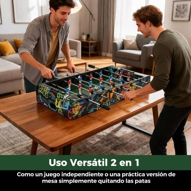 Mini mesa de matraquilhos 2 em 1 para crianças 94 x 51 x 69 cm com pernas removíveis, 2 bolas e marcadores Preta