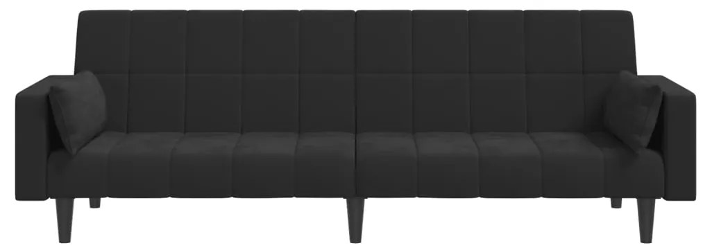 Sofá-cama 2 lugares com duas almofadas veludo preto