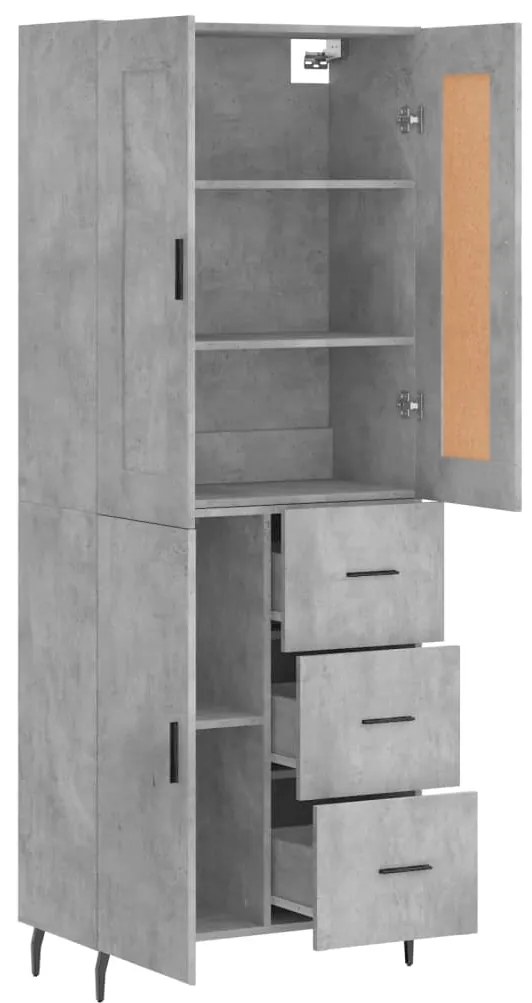 Armário alto 69,5x34x180 cm derivados de madeira cinza cimento