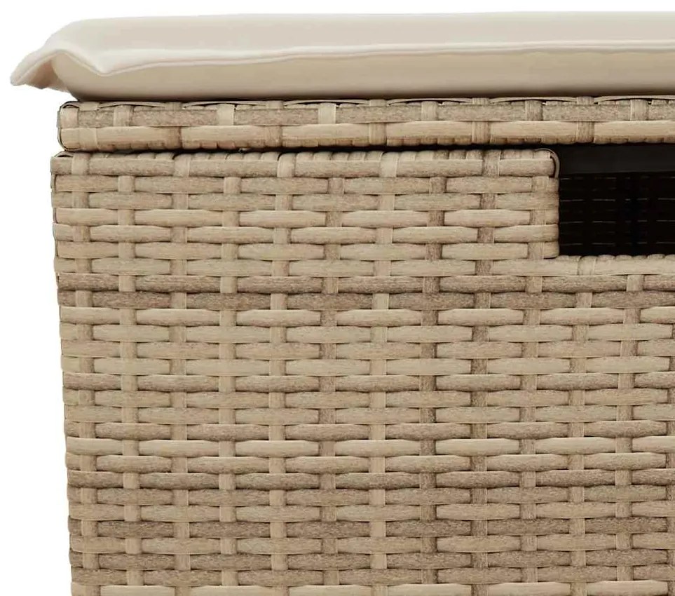 4 pcs conjunto de sofás para jardim c/ almofadões vime PE bege