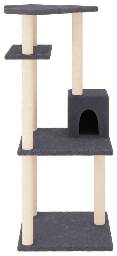 Árvore p/ gatos c/ postes arranhadores sisal 123cm cinza-escuro