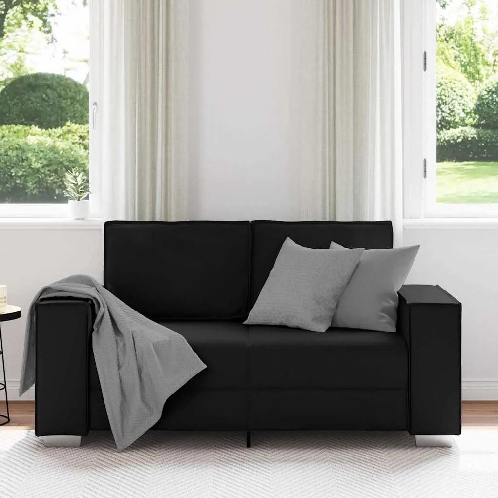 Sofá Loveseat vidaXL Preto 120 cm em Couro Sintético