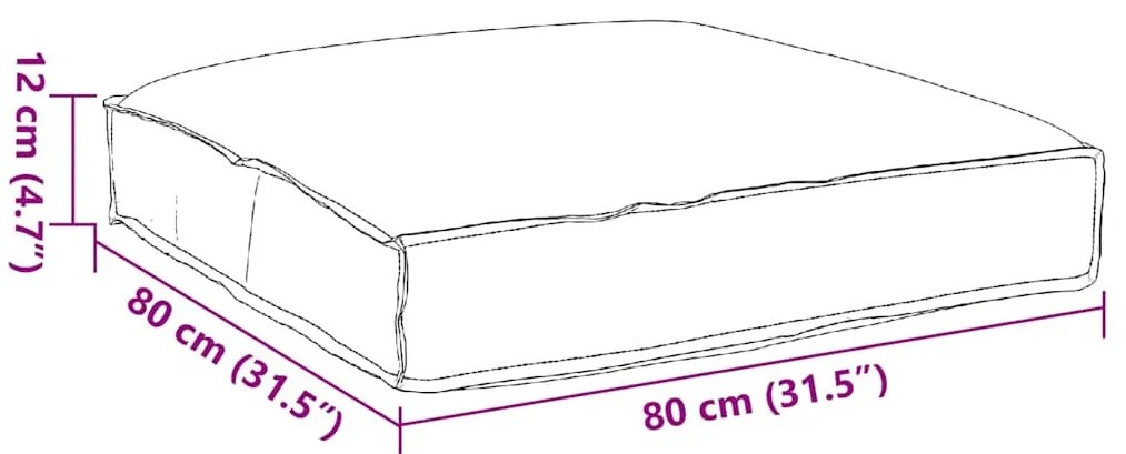 Almofada de Palete para Assento Preta 80x80x12 cm Tecido Oxford