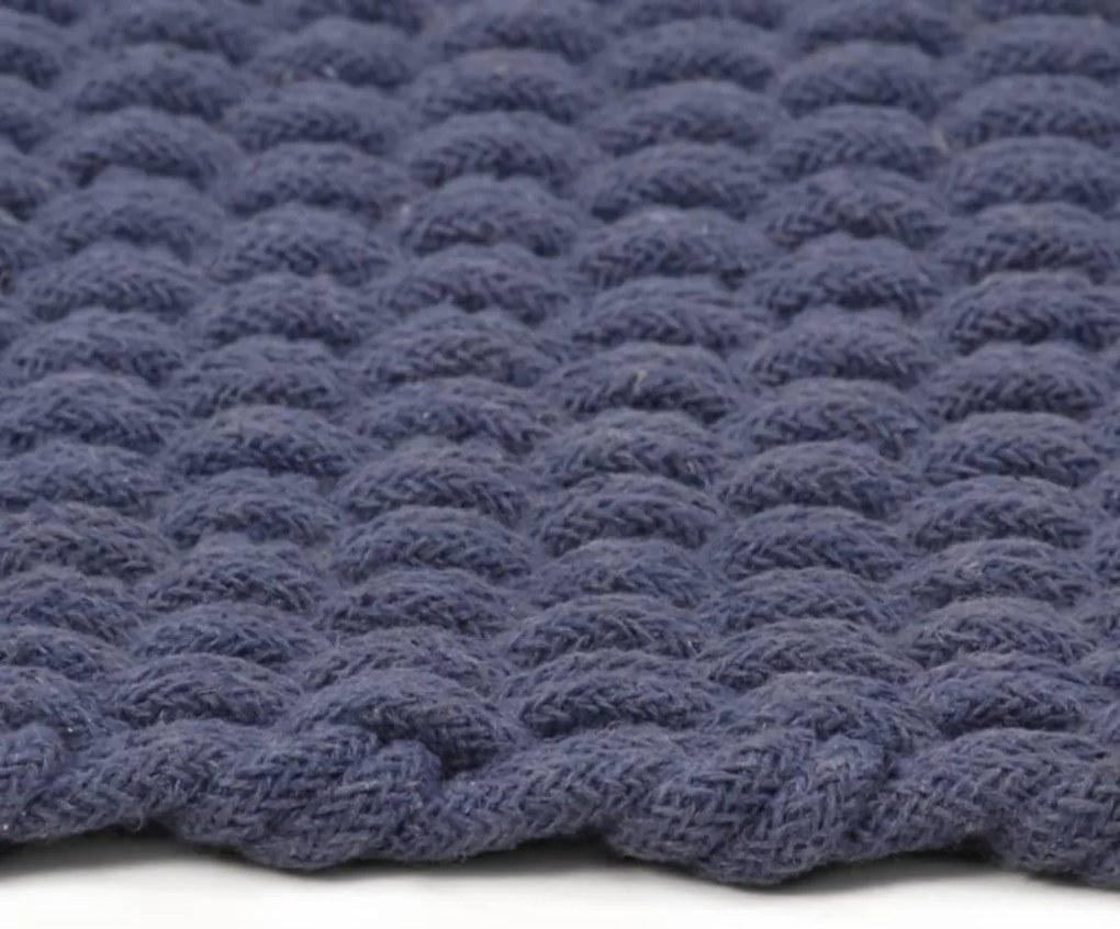 Tapete retangular natural 160x230 cm algodão azul marinho