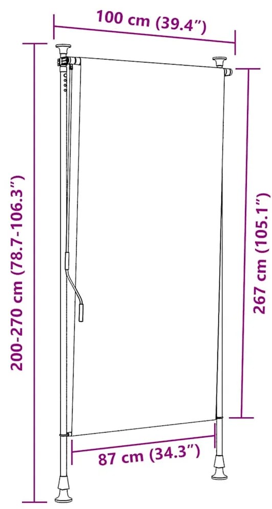 Estore de rolo para exterior 100x270 cm antracite