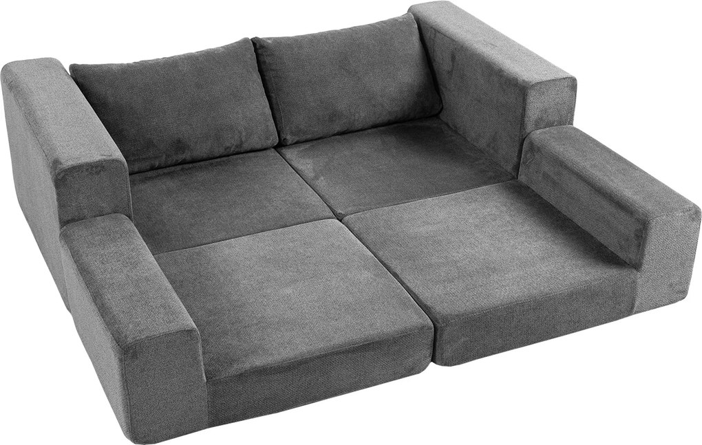 HOMCOM Sofá-cama 4-em-1 função cama retrátil sofá dobrável almofadas 2 lugares Cinza | Aosom Portugal
