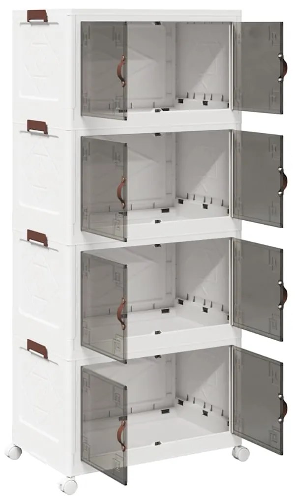 Caixa arrumação empilhável com rodas 4 níveis 75L 64x40x141,5cm