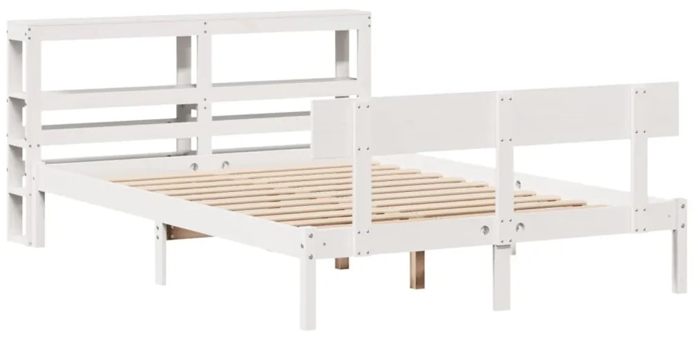 Cama sem colchão 140x200 cm madeira de pinho maciça branco