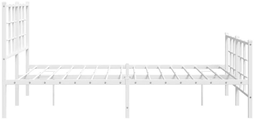 Estrutura de cama com cabeceira e pés 140x190 cm metal branco