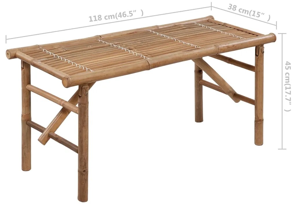 Banco de jardim dobrável com almofadão 118 cm bambu
