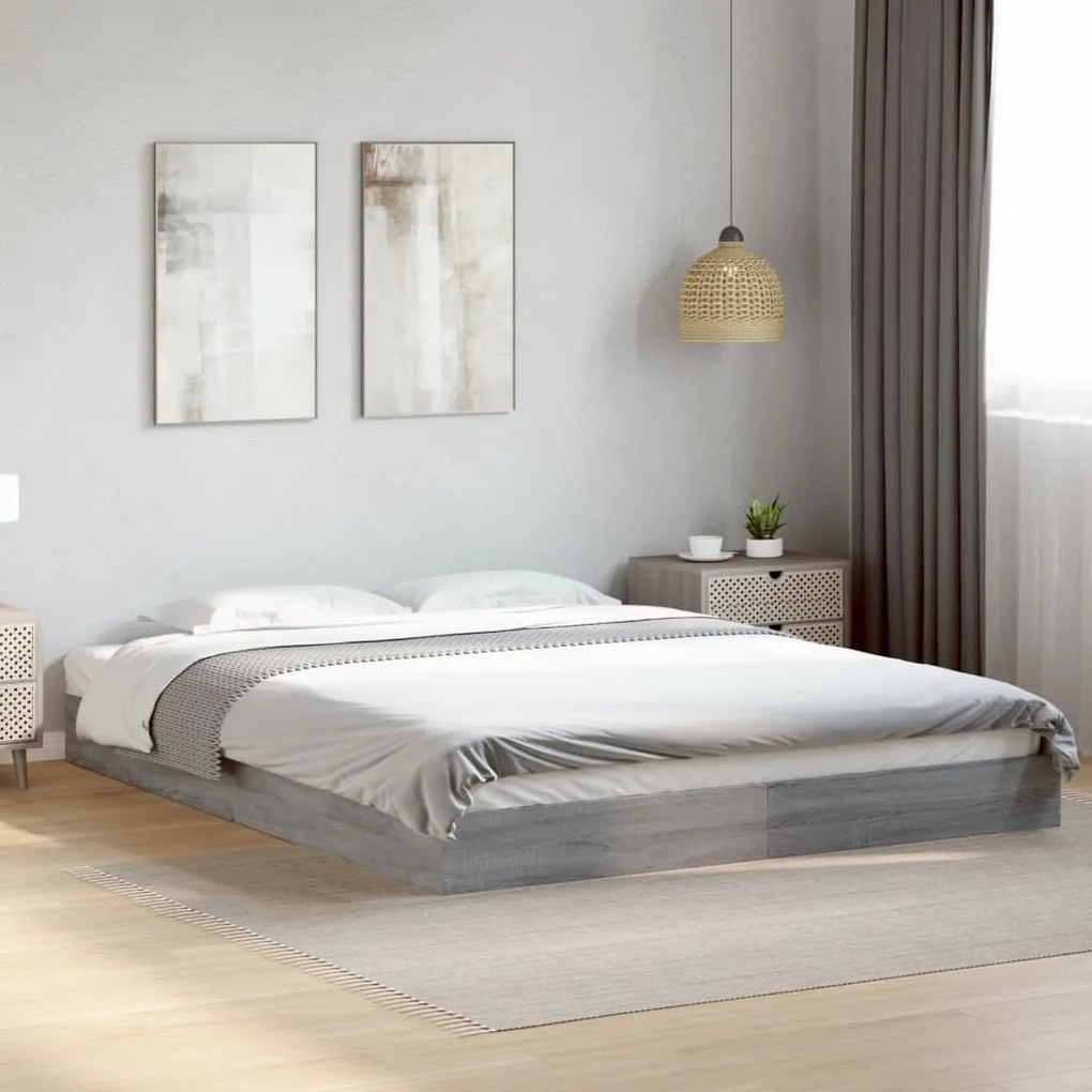 Estrutura de cama sem colchão 160x200 cm sonoma cinzento