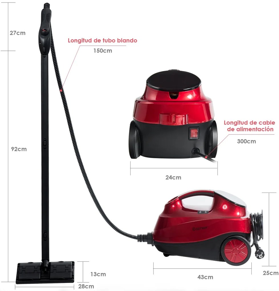 Máquina de limpeza a vapor 2000 W 1,5 L Pressão 4 Bar com bloqueio de segurança para crianças Desligamento automático Máquina de limpeza a vapor domés
