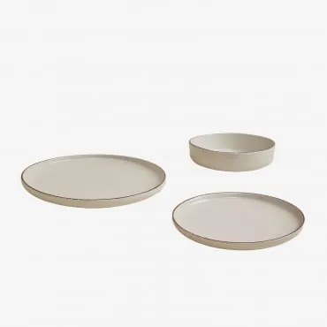 Conjunto De Loiça De 12 Peças Em Grés Ronilena Tapioca Bege - Castanho - Sklum