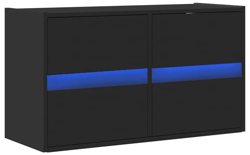 Móvel de parede para TV com luzes LED 80x31x45 cm preto