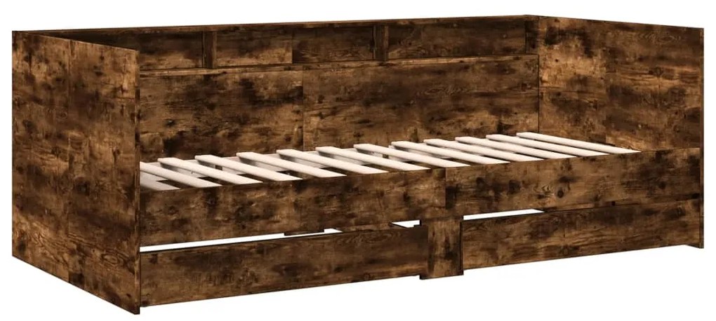 Sofá-cama com gavetas sem colchão 90x200 cm carvalho fumado