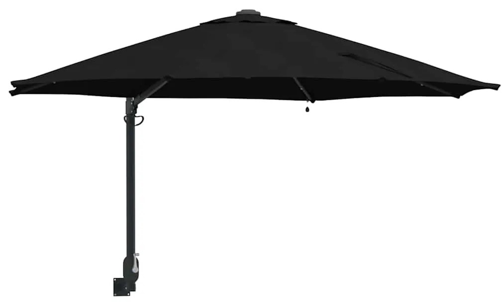 Guarda-sol de Jardim com LEDs, preto, 248 cm