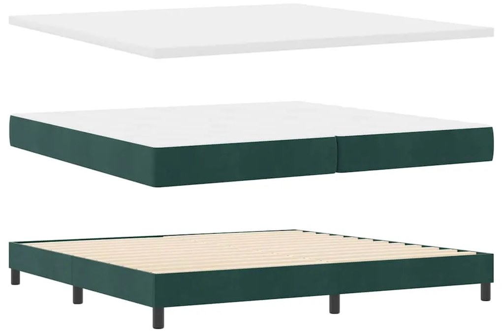 Cama Box com Colchão vidaXL Verde Escuro 200x200 cm Veludo