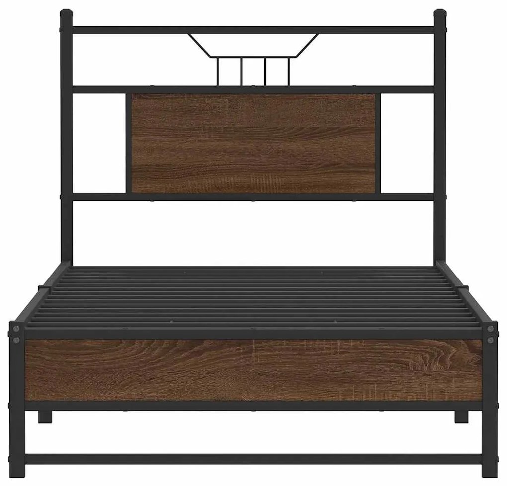 Estrutura cama s/ colchão derivados madeira carvalho castanho