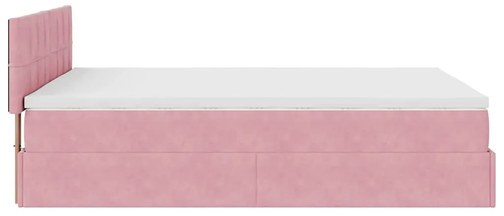 Estrutura de cama otomana com colchão 140x200 cm veludo rosa