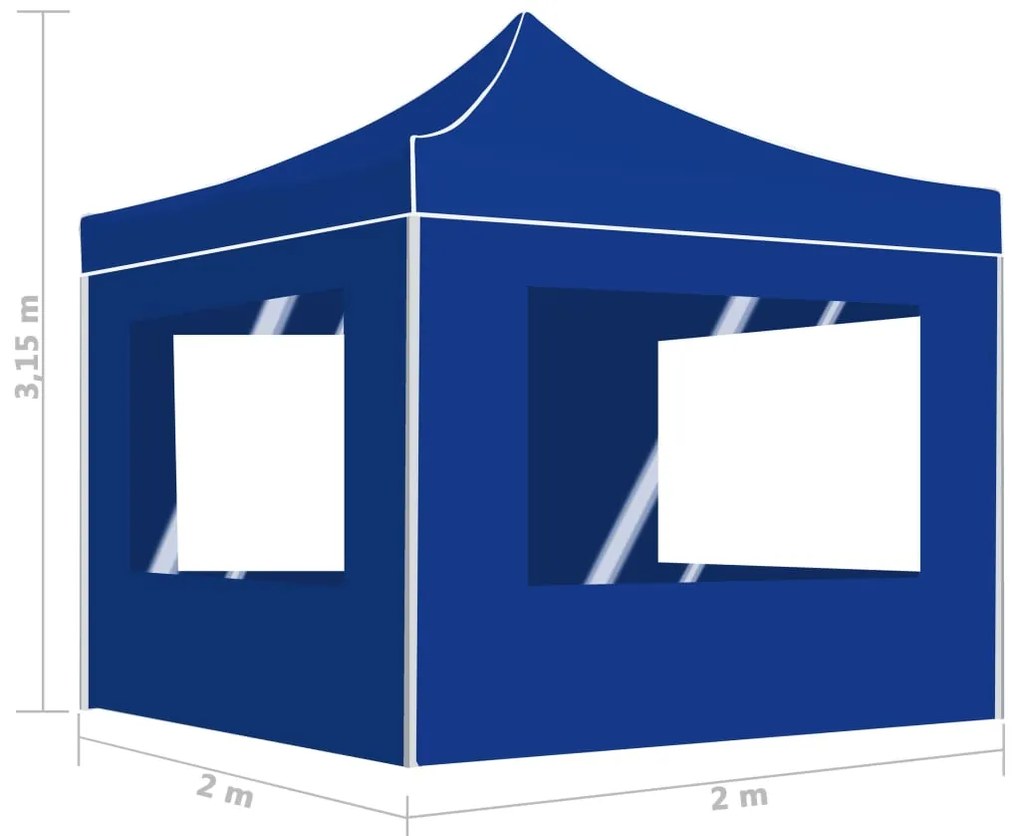 Tenda dobrável profissional com paredes alumínio 2x2 m azul