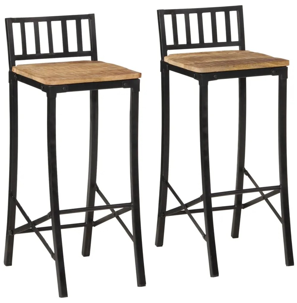 vidaXL Cadeiras de bar 2 pcs madeira de mangueira áspera maciça