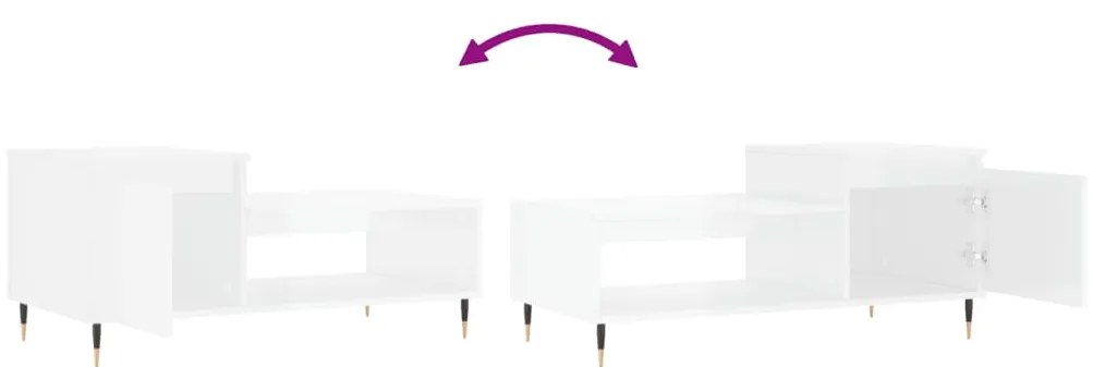 Mesa de centro 100x50x45 cm derivados madeira branco brilhante