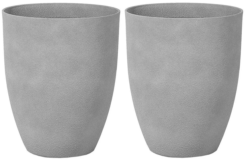 Conjunto de 2 vasos em pedra cinzenta 43 x 43 x 52 cm CROTON Beliani