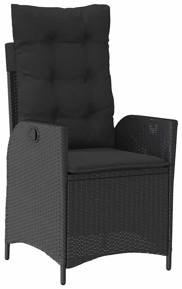 Conjunto de jantar de jardim com 5 peças e almofadas, em rattan preto